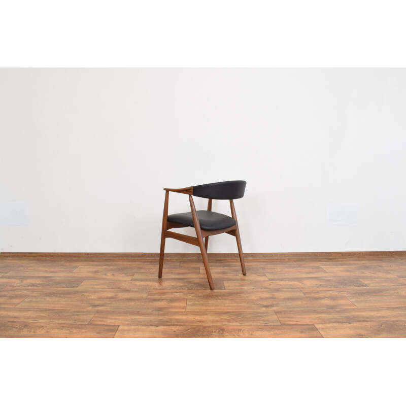 Vintage Teak & Leather Armchair by Th. Harlev for Farstrup Mobler Danish 1950s