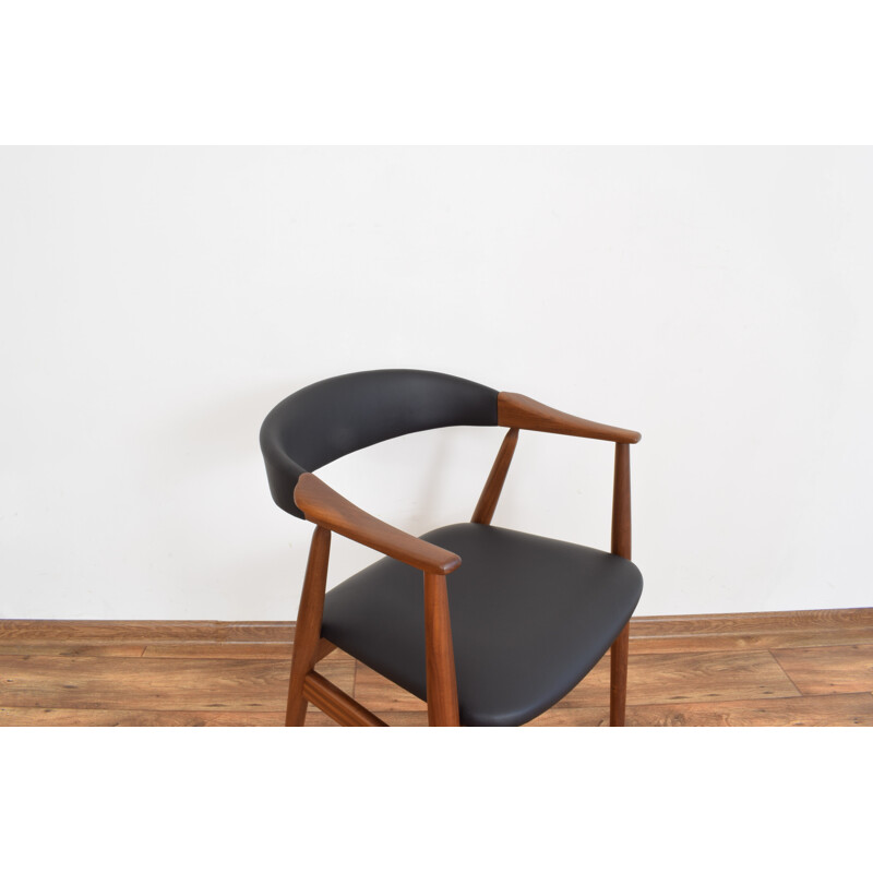 Vintage Teak & Leather Armchair by Th. Harlev for Farstrup Mobler Danish 1950s