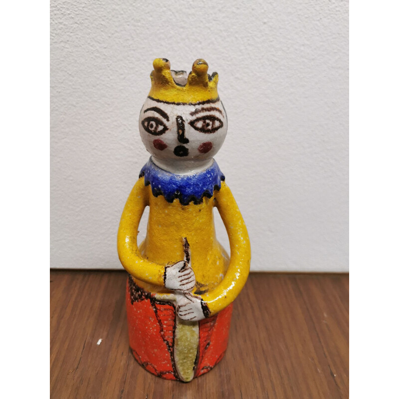 Vintage De Simone Art Ceramic Sculpture Warrior Multi Color Sicilian 1960