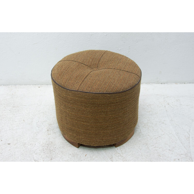 Vintage Art Deco pouffe por Jindřich Halabala Checoslováquia 1950