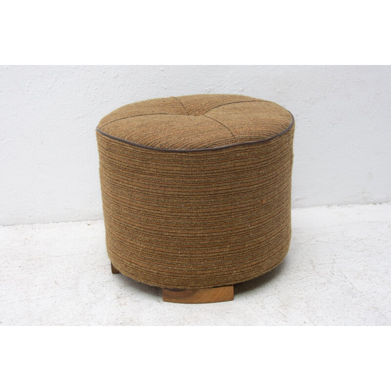 Vintage Art Deco pouffe por Jindřich Halabala Checoslováquia 1950