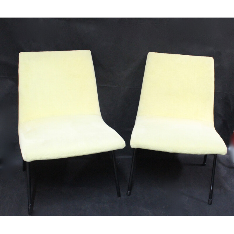 Pair of yellow low chairs, Pierre PAULIN - 1950s