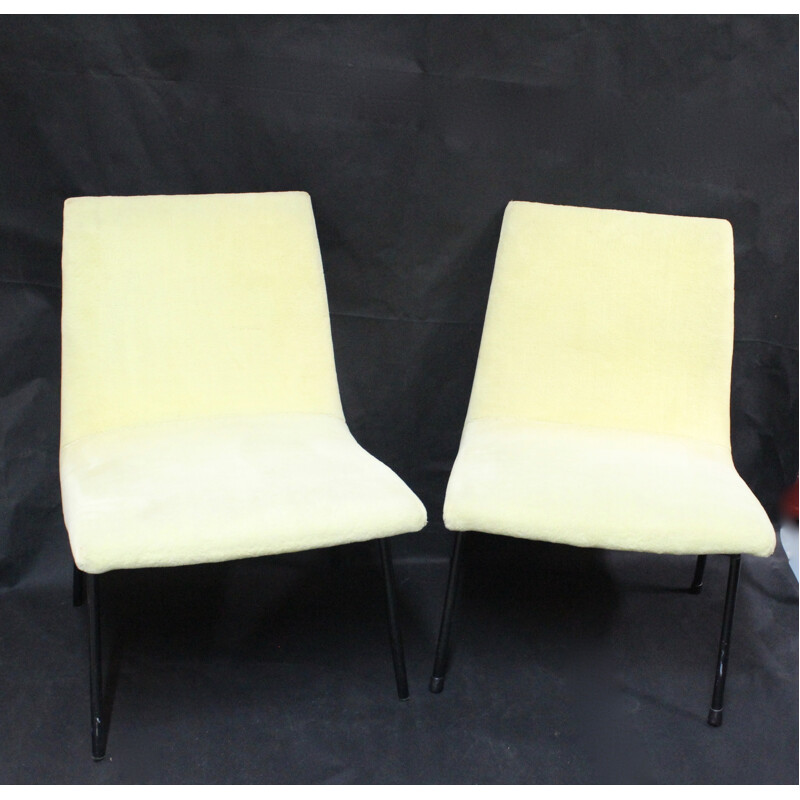 Pair of yellow low chairs, Pierre PAULIN - 1950s