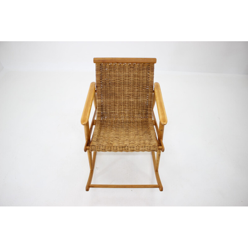 Vintage rattan rocking chair from ULUV Czechoslovakia 1960