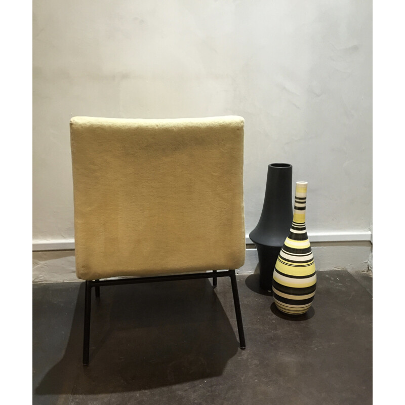 Pair of yellow low chairs, Pierre PAULIN - 1950s