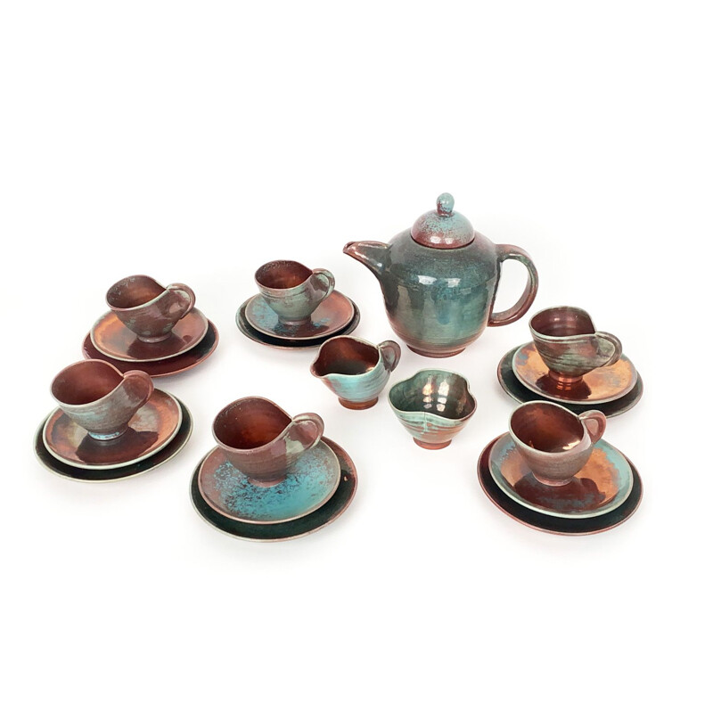 Service à thé vintage en céramique Art Déco de Arnulf Holl 1930
