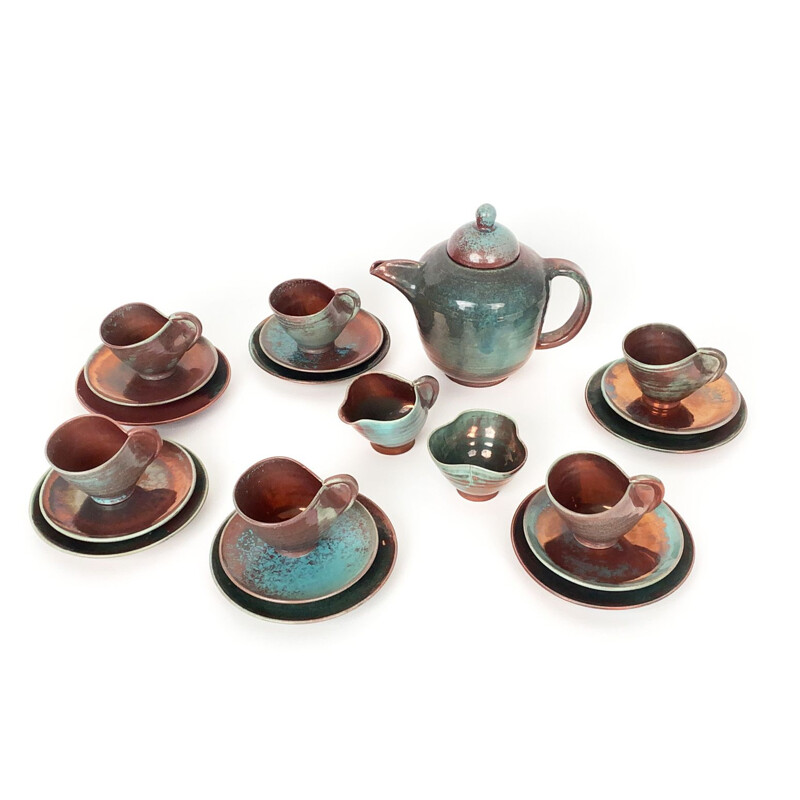 Service à thé vintage en céramique Art Déco de Arnulf Holl 1930