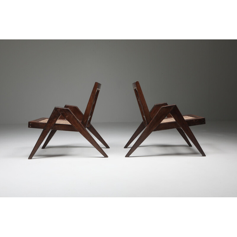 Paire de chaises vintage Easy Chairs de Pierre Jeanneret 1955