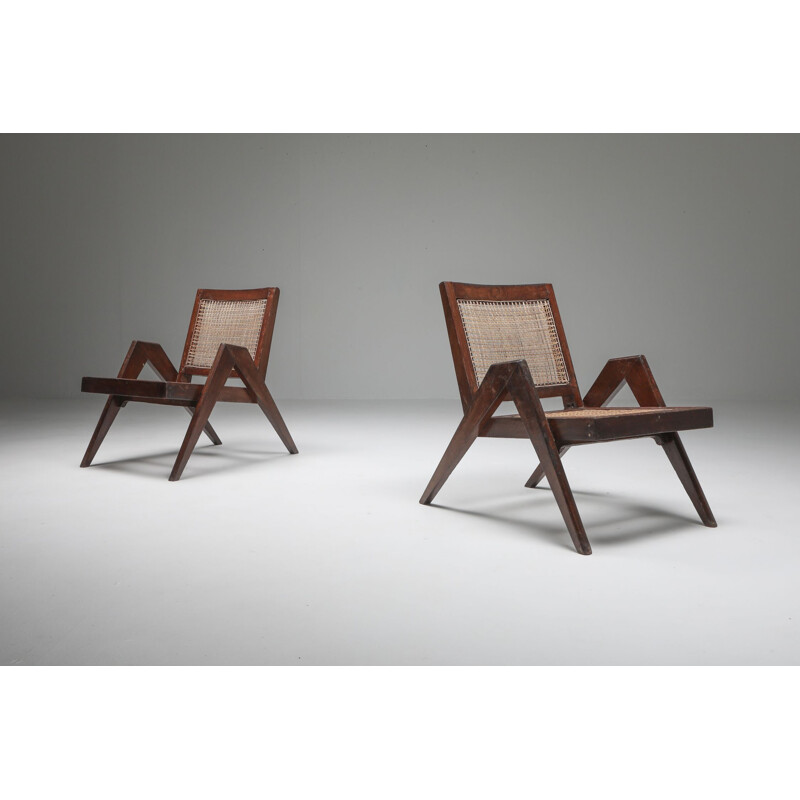 Paire de chaises vintage Easy Chairs de Pierre Jeanneret 1955