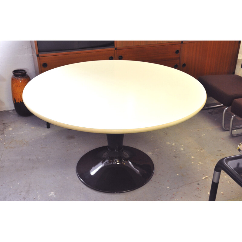 Herman Miller "Orbit" white and brown table, FARNER & GRUNDER - 1960s