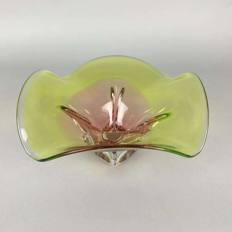 Vintage Art Glass Bowl by Chribska Glasswork Chechoslovakia 1960s