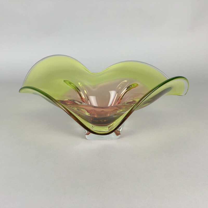 Vintage Art Glass Bowl by Chribska Glasswork Chechoslovakia 1960s
