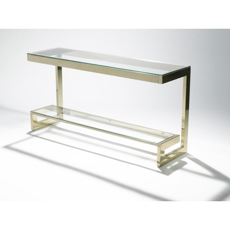 Grande console vintage in ottone di Guy Lefevre per Maison Jansen 1970