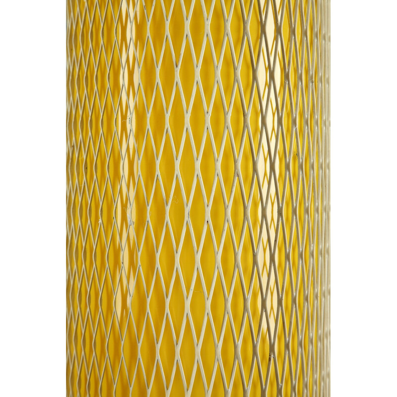Yellow tripod floor lamp in metal and plastic - 1950s