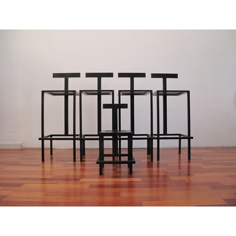 Lot de 5 tabouret vintage de bar moderne 1980