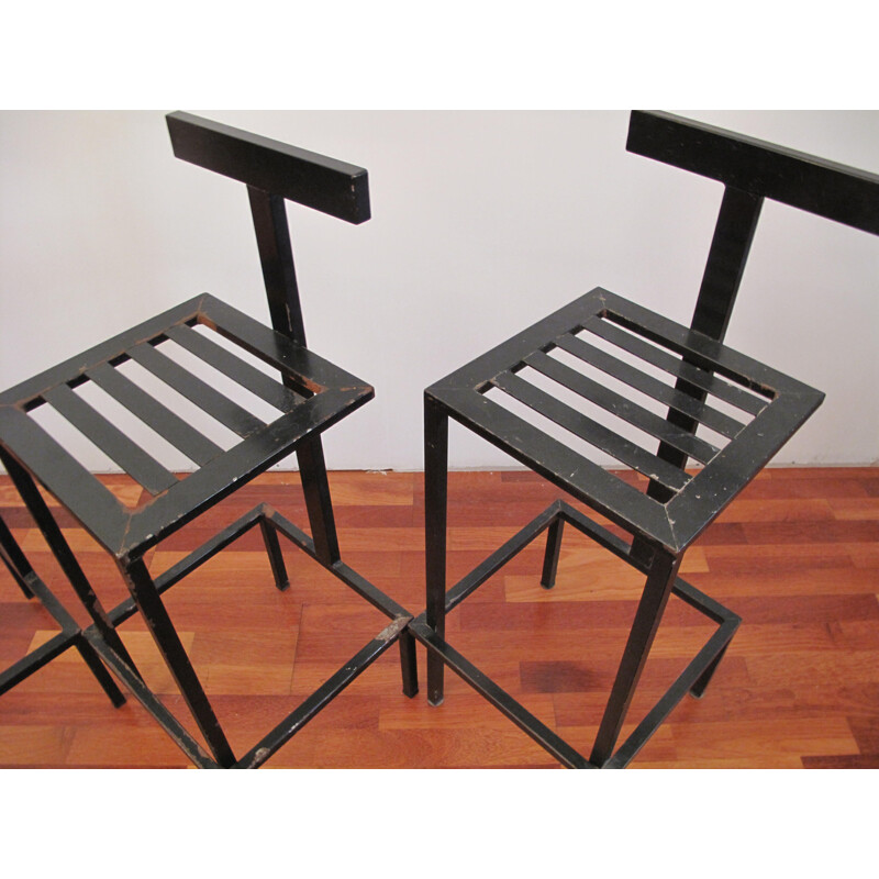 Lot of 5 vintage modern bar stool 1980s