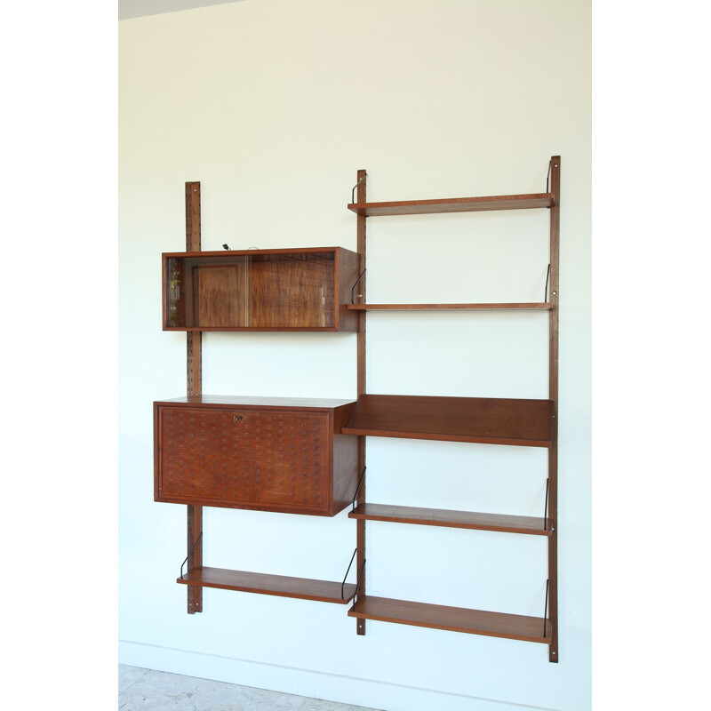 Scandinavian Royal System wall unit in teak and metal, Poul CADOVIUS - 1960