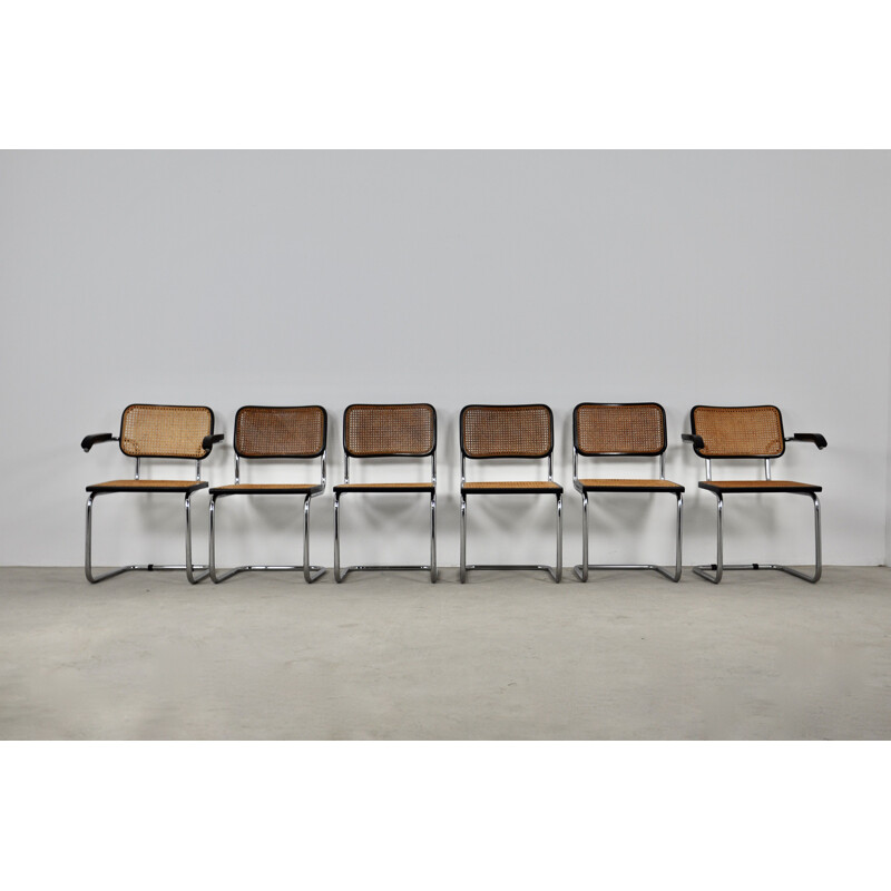 Set of 6 vintage Black Dinning Chairs B32 By Marcel Breuer