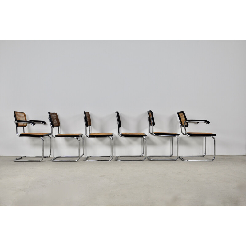 Set of 6 vintage Black Dinning Chairs B32 By Marcel Breuer