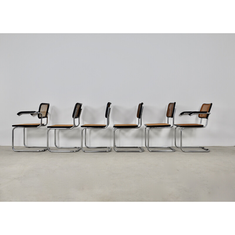 Set of 6 vintage Black Dinning Chairs B32 By Marcel Breuer