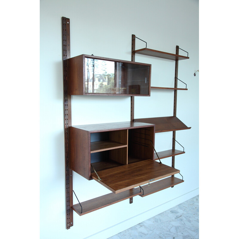 Scandinavian Royal System wall unit in teak and metal, Poul CADOVIUS - 1960