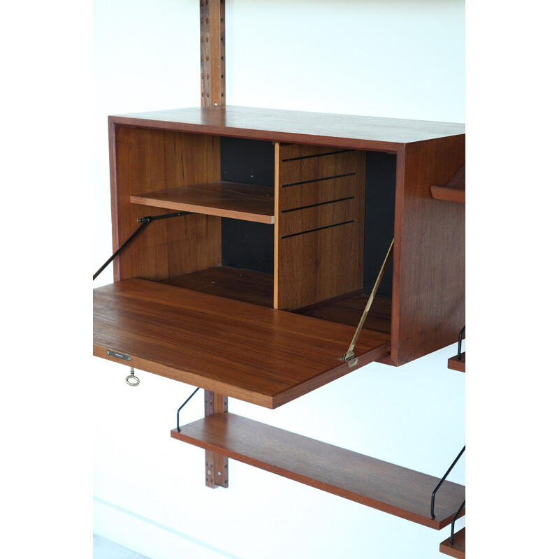Scandinavian Royal System wall unit in teak and metal, Poul CADOVIUS - 1960