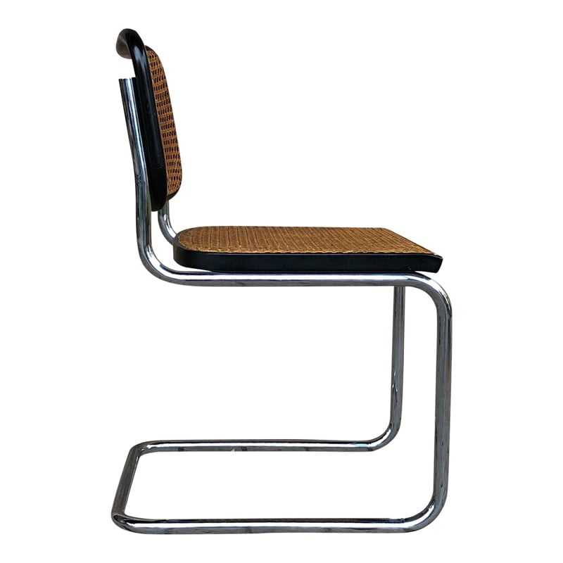Juego de 4 sillas vintage B32 Cesca de haya y metal cromado de Marcel Breuer por Gavina, Bauhaus, 1963