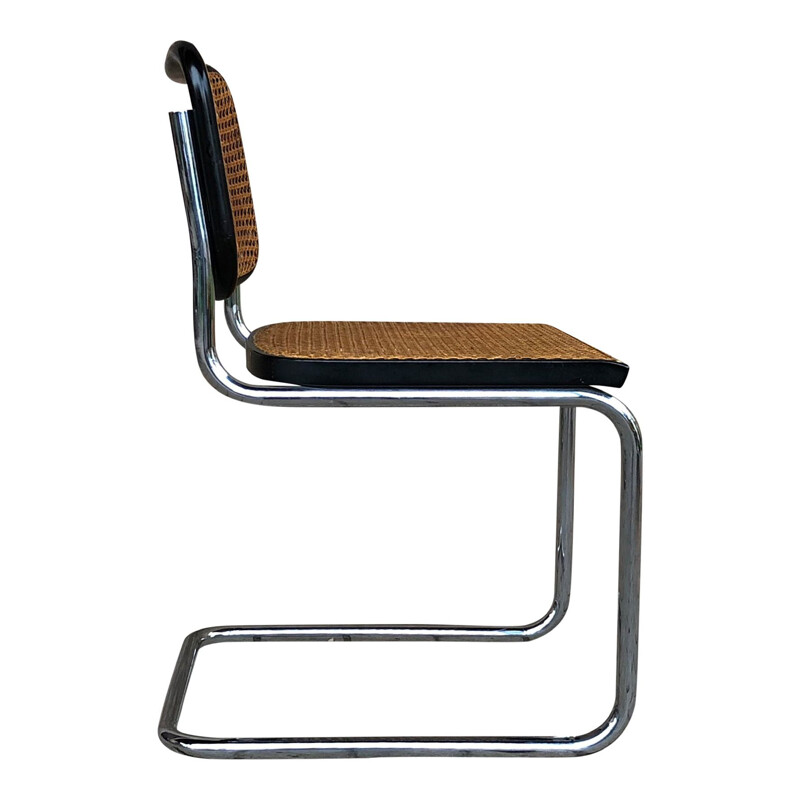 Set di 4 sedie vintage B32 Cesca in faggio e metallo cromato di Marcel Breuer by Gavina, Bauhaus, 1963