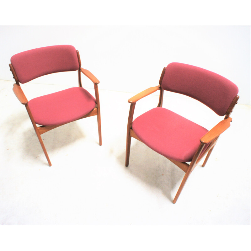 Paire de fauteuils vintage par Erik Buch pour O.D. Mobler scandinave 1950