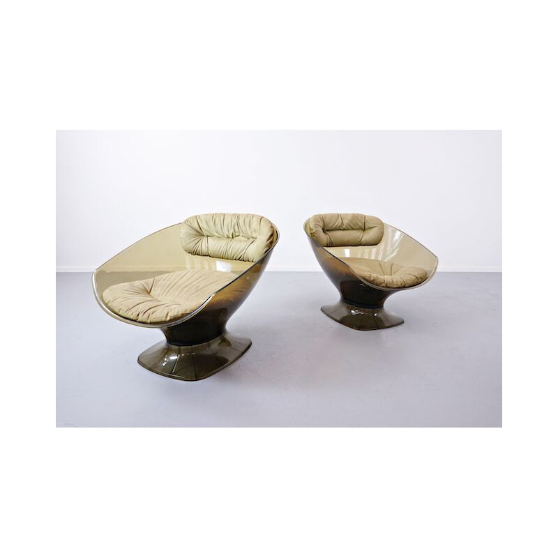 Pair of vintage armchairs by Raphael Raffel for Lucite 1960