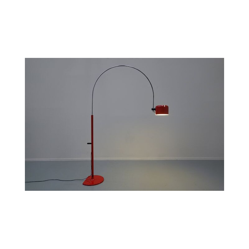 Vintage arched cut floor lamp by Joe Colombo for Oluce, 1970