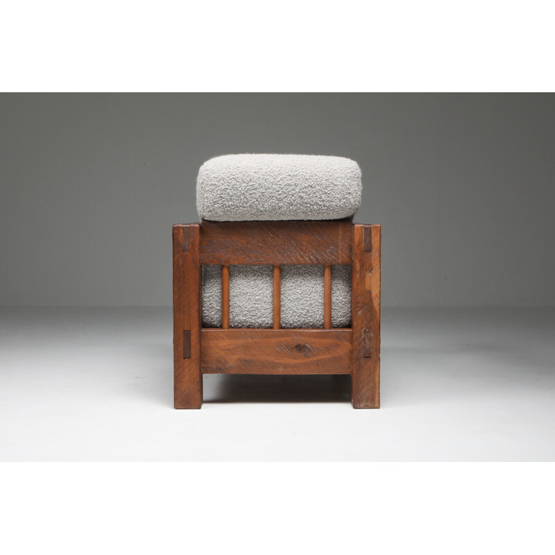 Fauteuil lounge vintage rustiques modernes en laine bouclée de Pierre Frey 1960