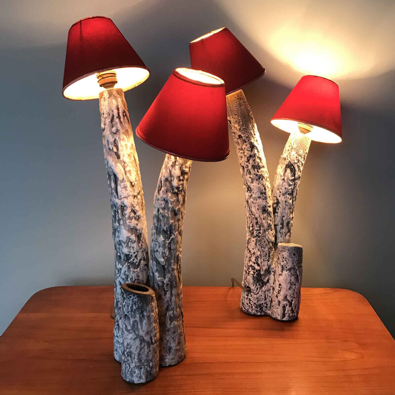 Pair of vintage ceramic lamps Vallauris 1960s