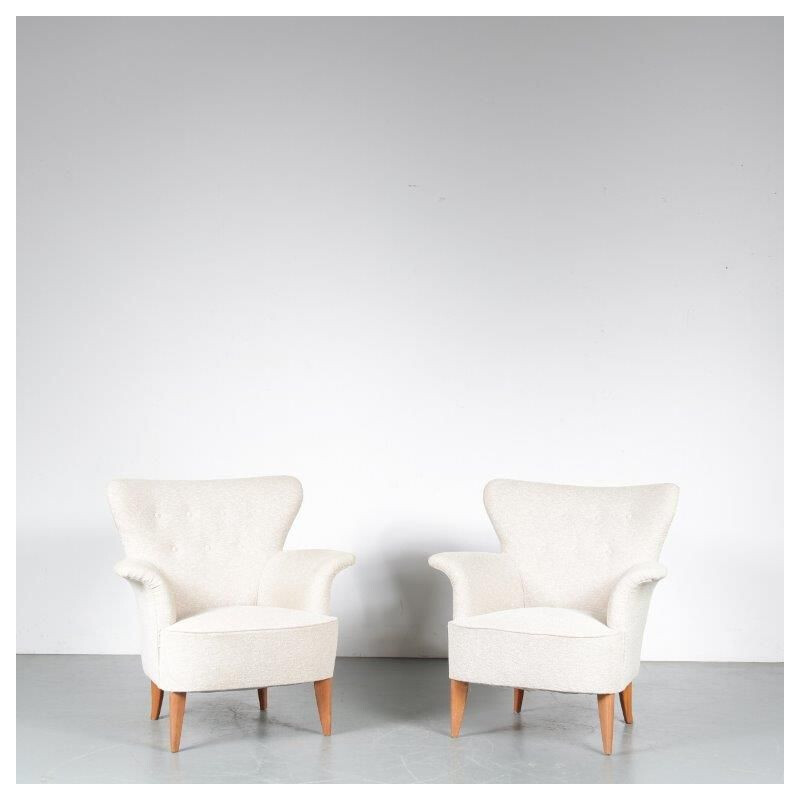 Pair of vntage Carl Malmsten Lounge Chairs, Sweden 1950s