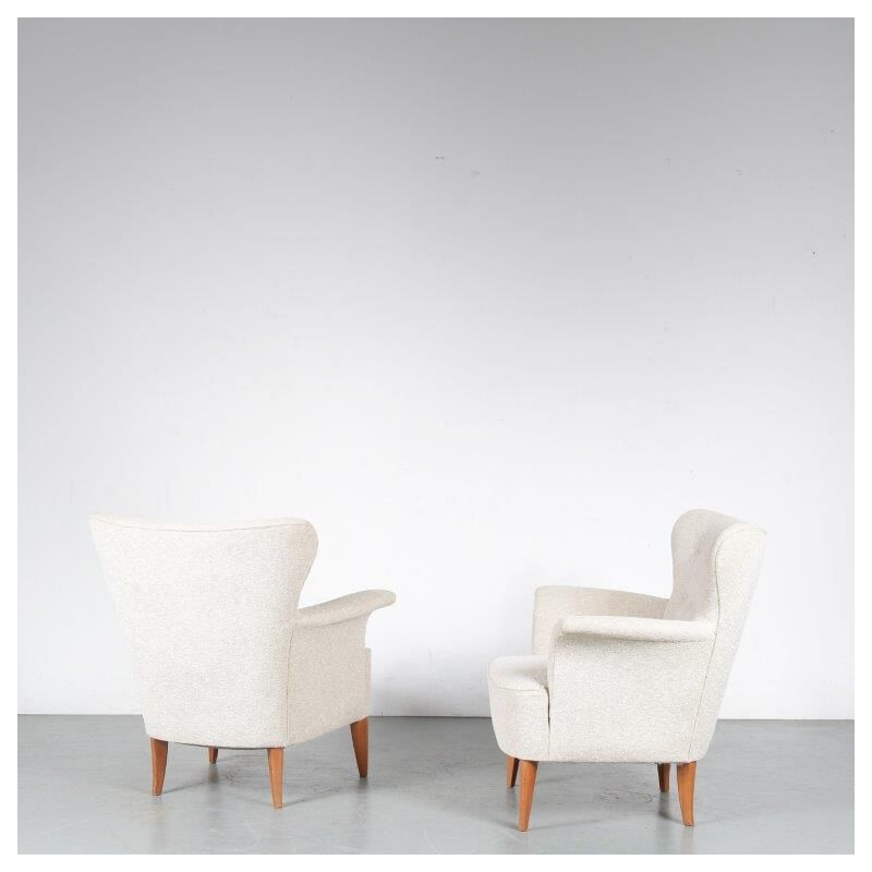 Pair of vntage Carl Malmsten Lounge Chairs, Sweden 1950s
