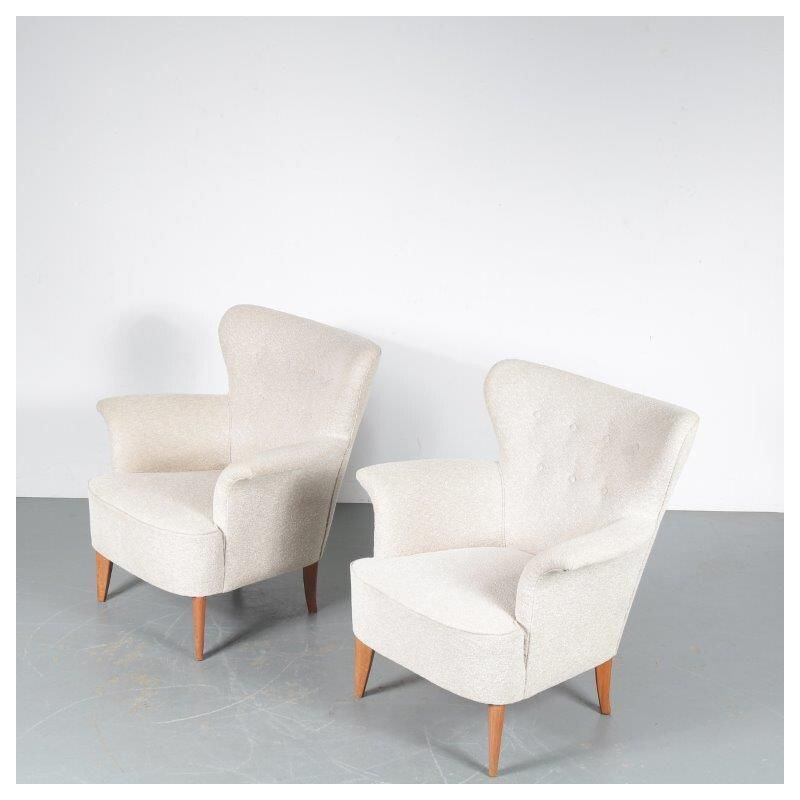 Pair of vntage Carl Malmsten Lounge Chairs, Sweden 1950s