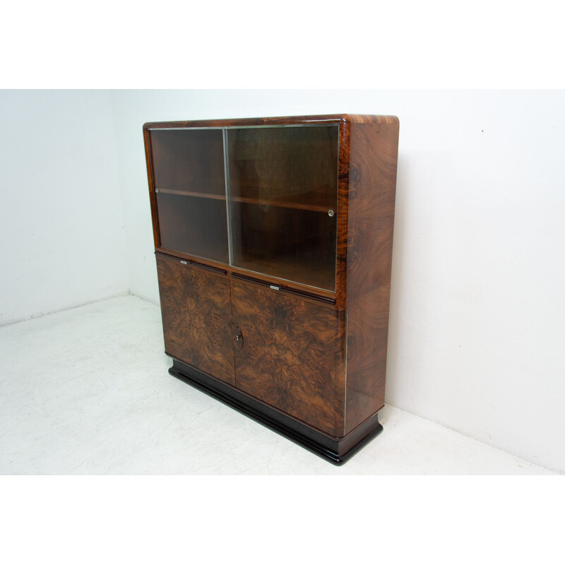 Vintage art deco wooden display case by Jindřich Halabala for ÚP Závody, 1930