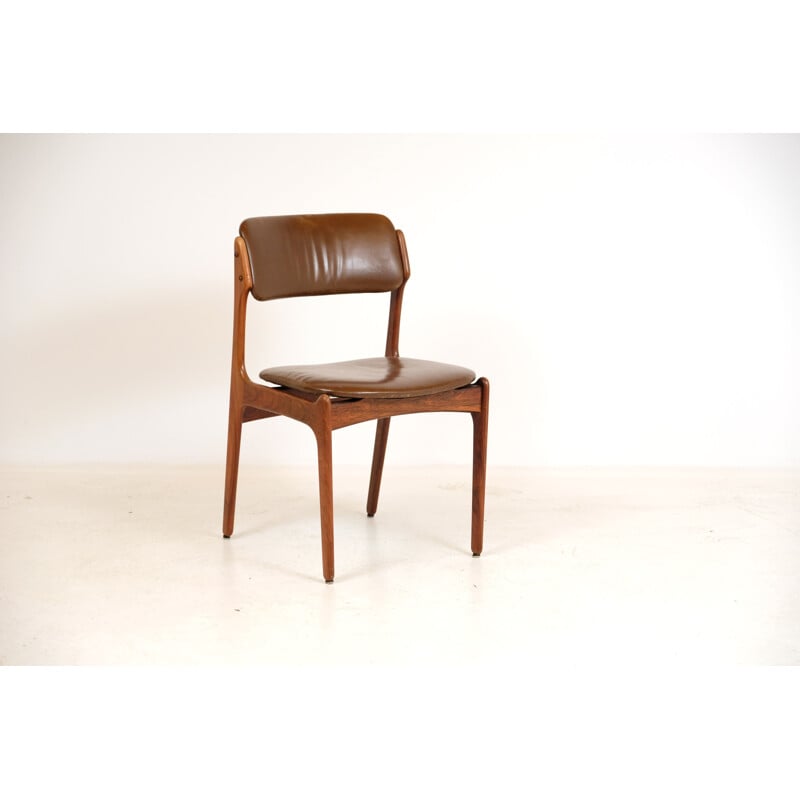 Vintage Rosewood Chair Leather by Erik Buck for Oddense Maskinsnedkeri 1960