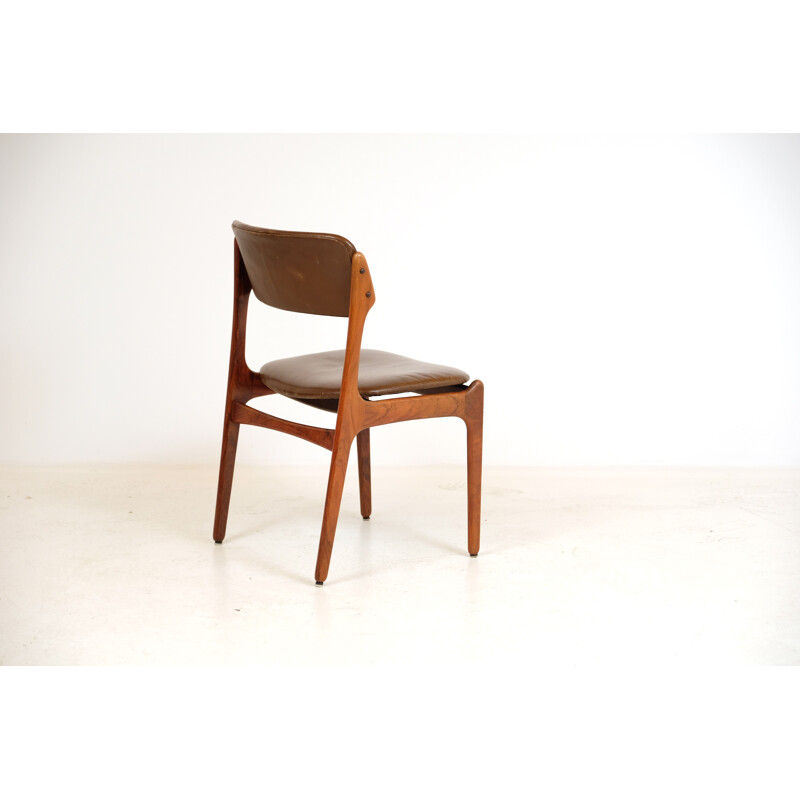 Vintage Rosewood Chair Leather by Erik Buck for Oddense Maskinsnedkeri 1960