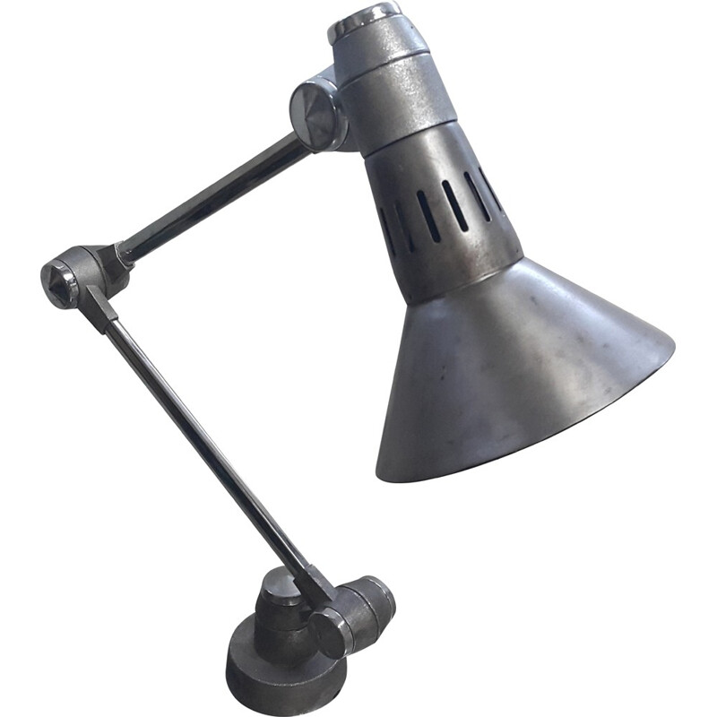 Adjustable industrial lamp in steel and metal - 1970s