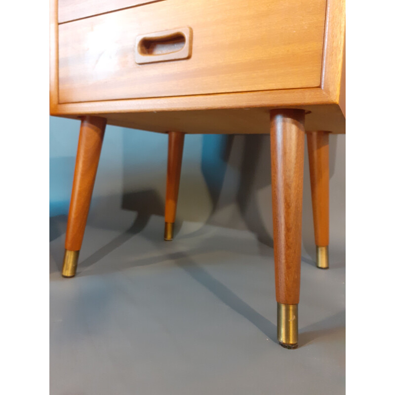 Pair of vintage bedside tables 2 drawers Norwegian 1960s