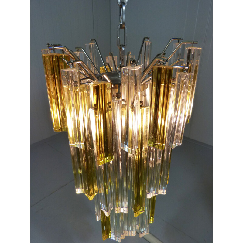 Venini Italian Chandelier in glass and chrome - 1960s