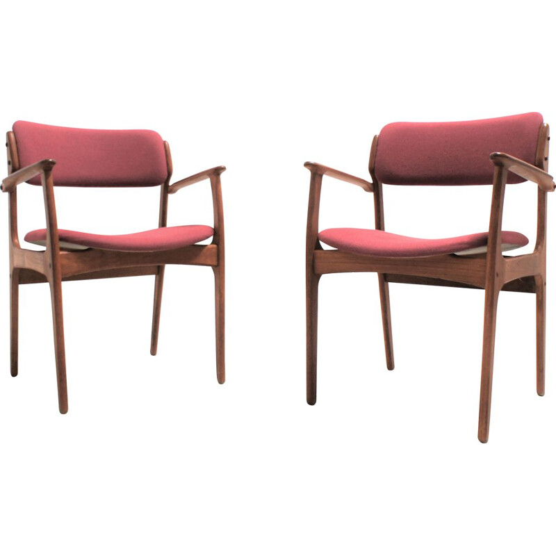 Pair of vintage armchairs by Erik Buch for O.D. Mobler scandinavian 1950s