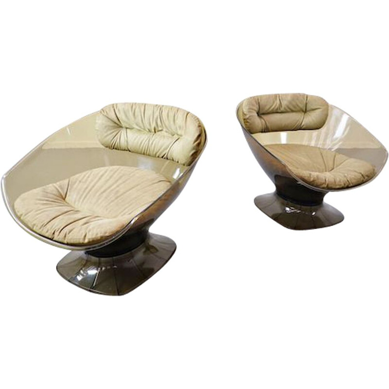 Pair of vintage armchairs by Raphael Raffel for Lucite 1960