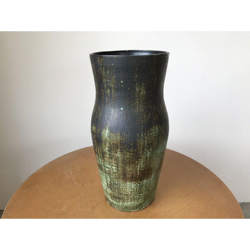Vase vintage en céramique Accolay 1960