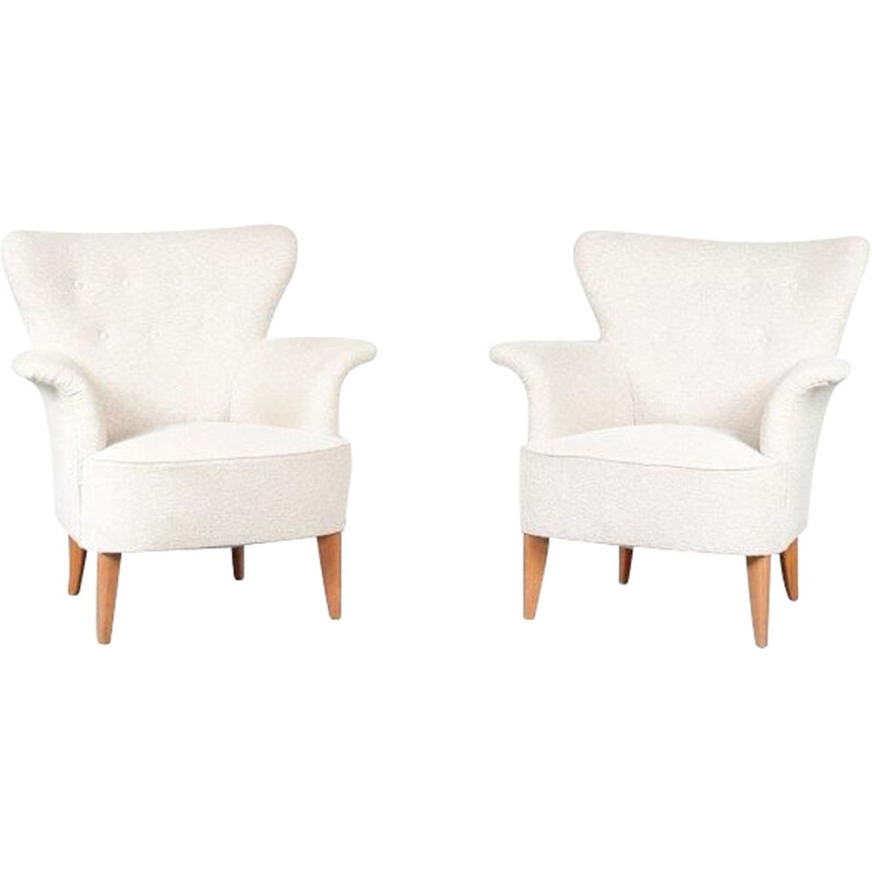 Pair of vntage Carl Malmsten Lounge Chairs, Sweden 1950s