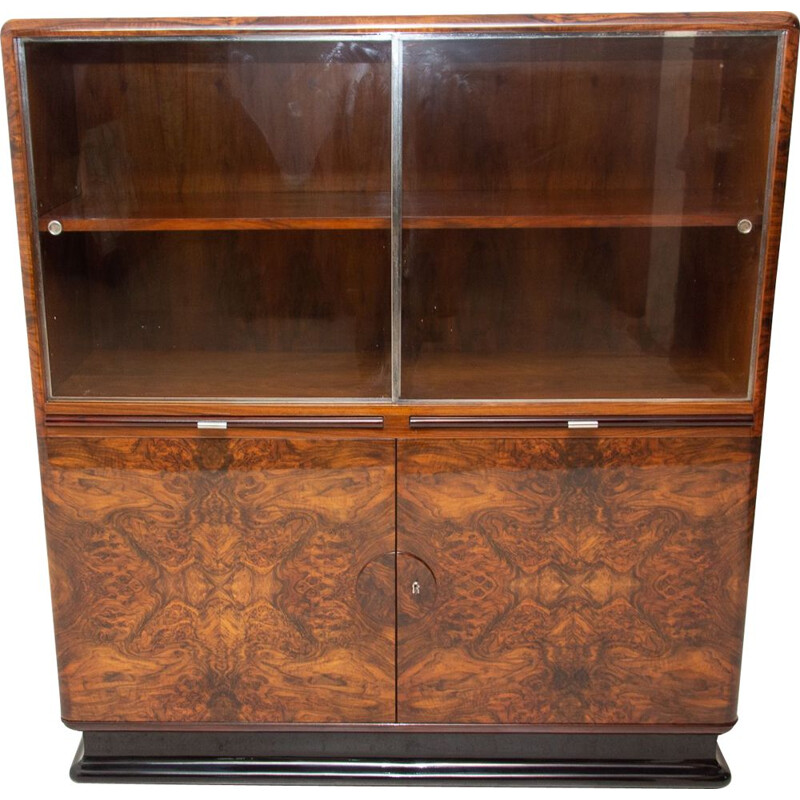 Vintage art deco wooden display case by Jindřich Halabala for ÚP Závody, 1930