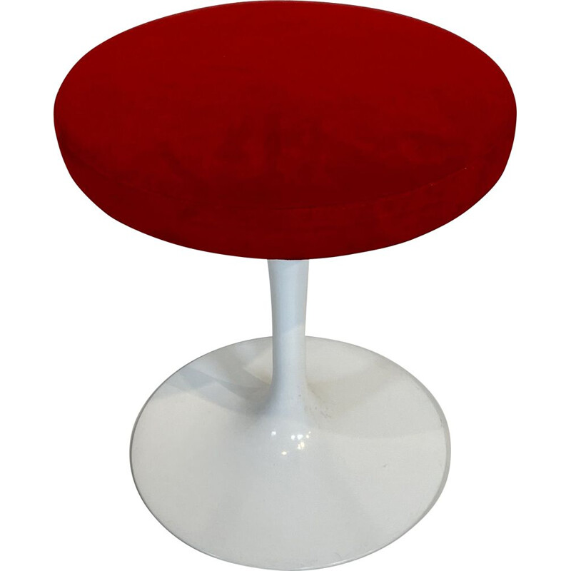 Vintage "Tulip" swivel stool in red alcantara by Eero Saarinen for Knoll International