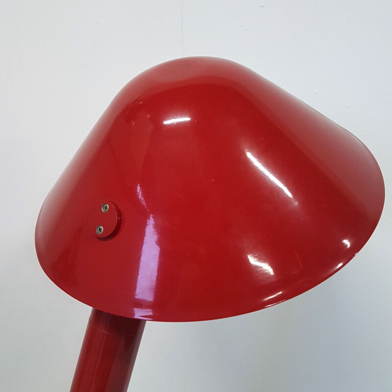 Large vintage bright red pop art floor lamp, Italy 1980s