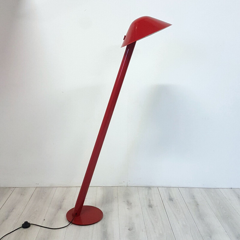 Grand lampadaire vintage pop art rouge vif, Italie 1980